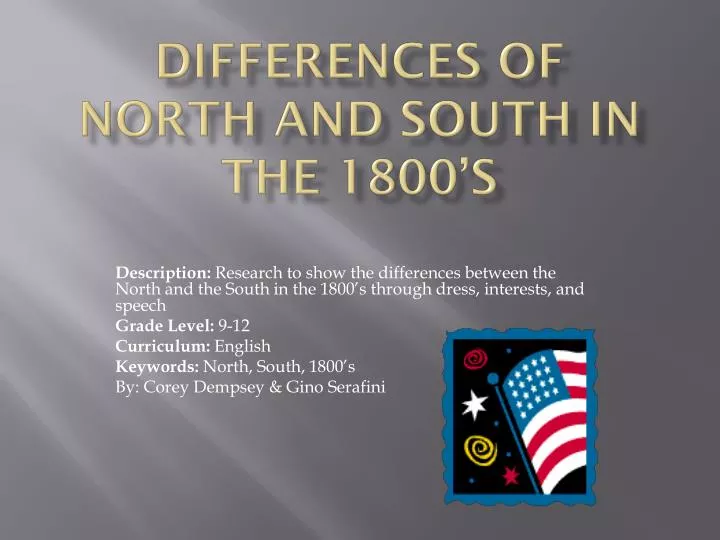 differences of north and south in the 1800 s