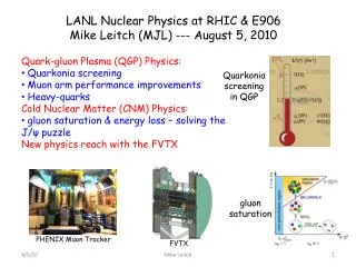 LANL Nuclear Physics at RHIC &amp; E906 Mike Leitch (MJL) --- August 5, 2010