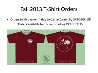 Fall 2013 T-Shirt Orders