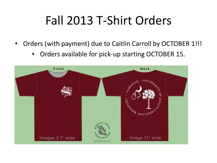 fall 2013 t shirt orders