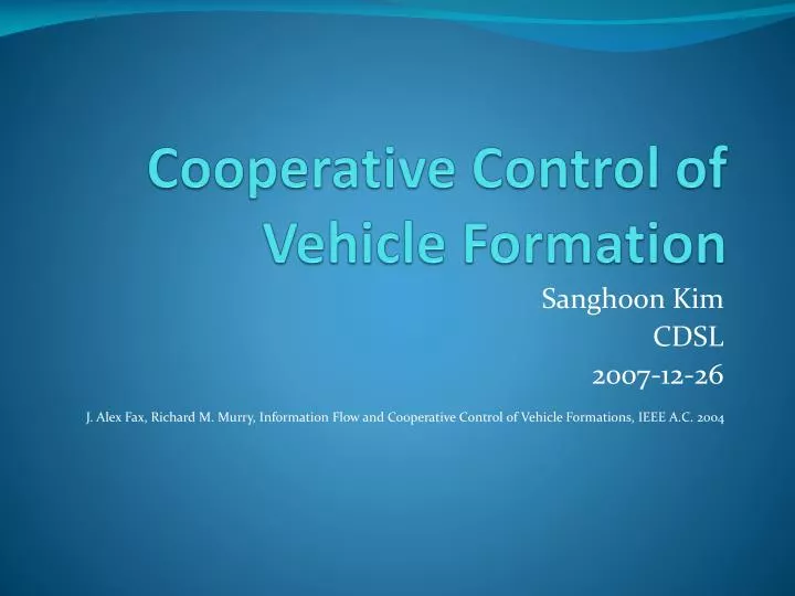 cooperative control of vehicle formation