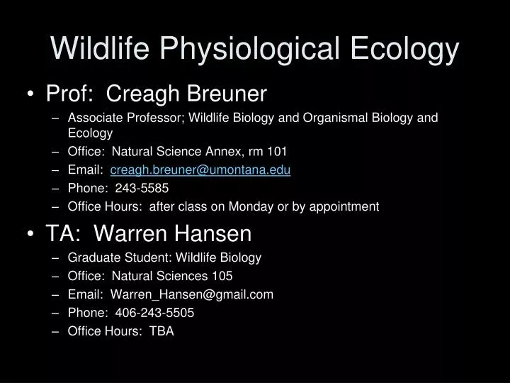 wildlife physiological ecology