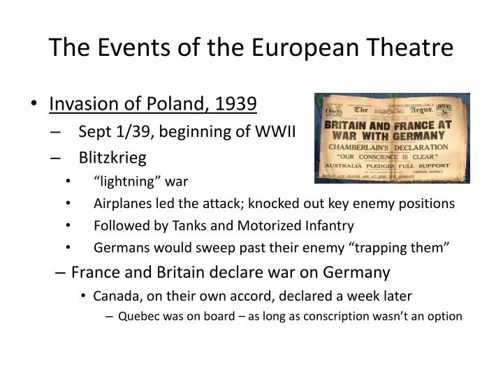 the events of the european theatre