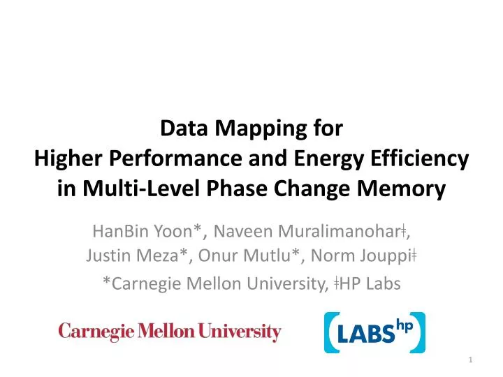 data mapping for higher performance and energy efficiency in multi level phase change memory