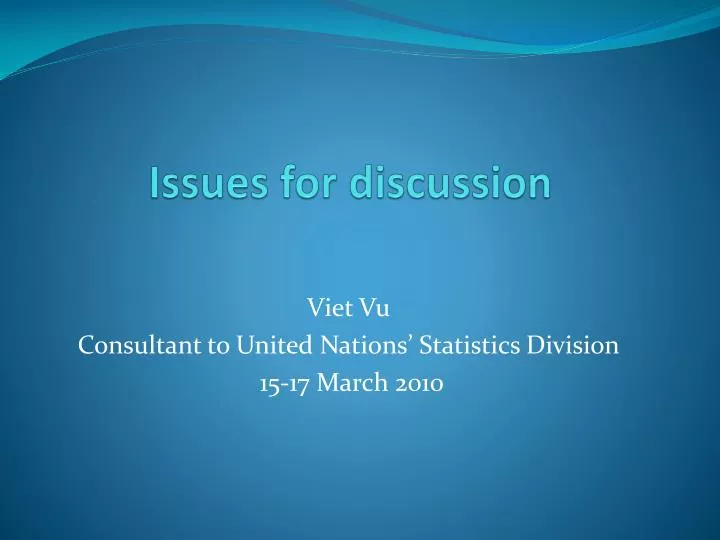 issues for discussion
