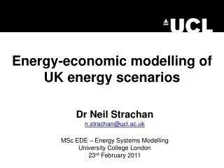 Energy-economic modelling of UK energy scenarios
