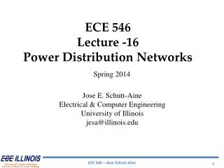 ECE 546 Lecture - 16 Power Distribution Networks