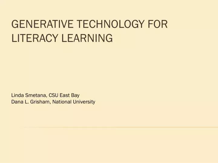generative technology for literacy learning