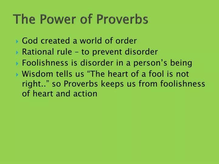 the power of proverbs