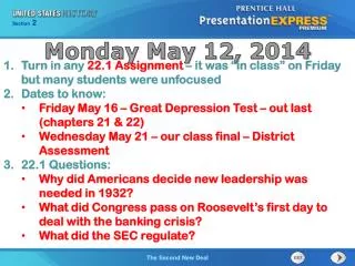 Monday May 12, 2014