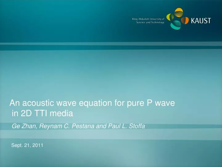 an acoustic wave equation for pure p wave in 2d tti media