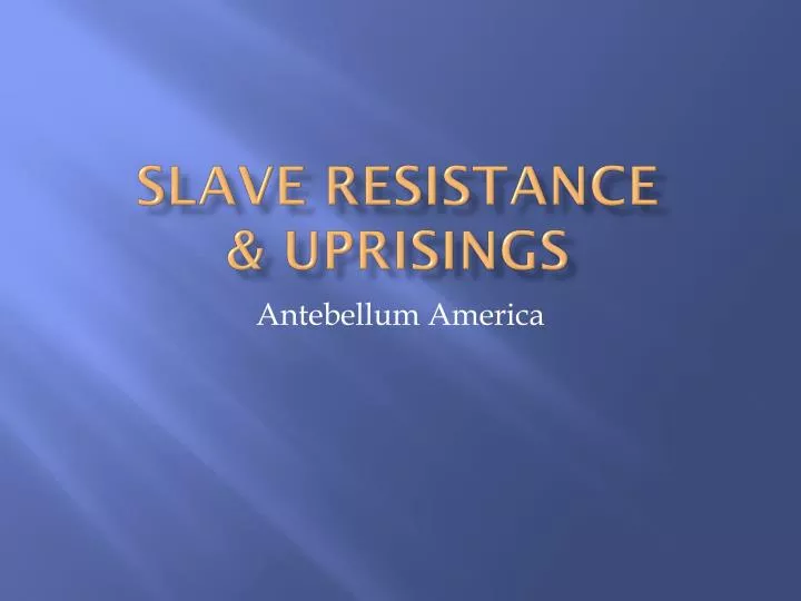 slave resistance uprisings