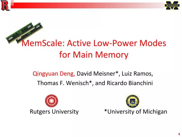 memscale active low power modes for main memory
