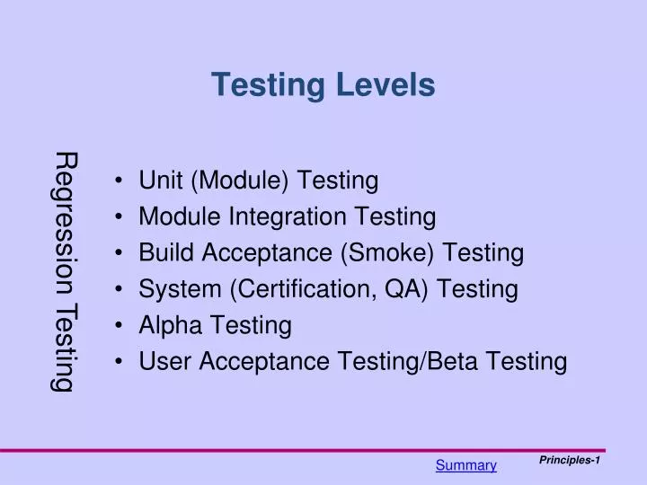 testing levels