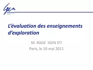 l valuation des enseignements d exploration