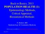 Understanding Epidemiology and Biostatistics: Diagnostic Tests and Critical Appraisal - slide 1