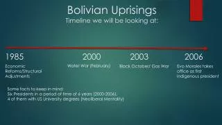 Bolivian Uprisings Timeline we will be looking at: