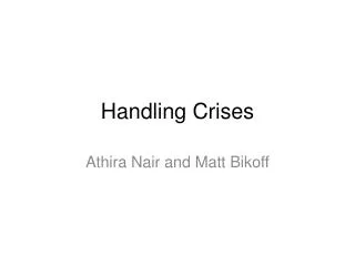 Handling Crises