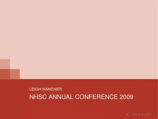 NHSC ANNUAL CONFERENCE 2009