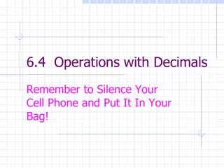 6 4 operations with decimals
