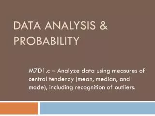 Data Analysis &amp; Probability