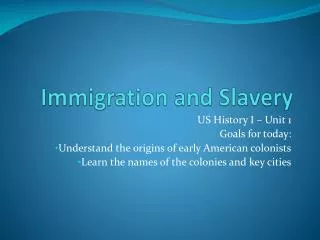 Immigration and Slavery