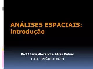 an lises espaciais introdu o