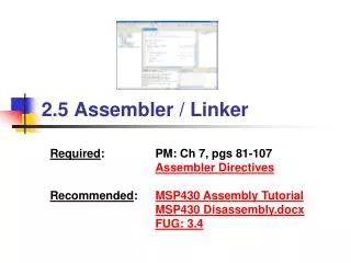 2.5 Assembler / Linker