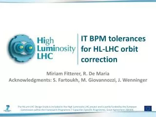 IT BPM tolerances for HL-LHC orbit correction