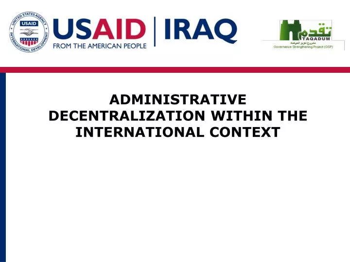 administrative decentralization within the international context