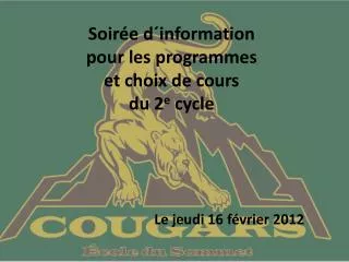 soir e d information pour les programmes et choix de cours du 2 e cycle