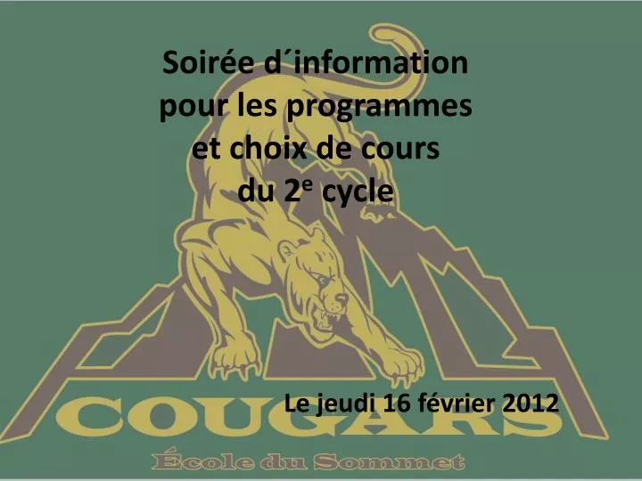 soir e d information pour les programmes et choix de cours du 2 e cycle