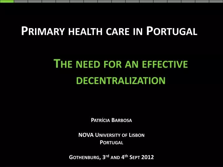 primary health care in portugal the need for an effective decentralization