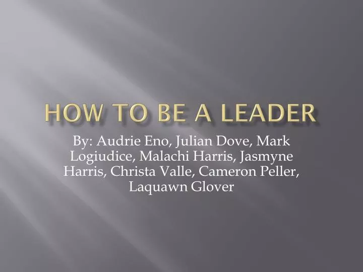 how to be a leader