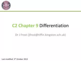 C2 Chapter 9 Differentiation