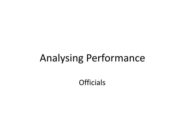 analysing performance