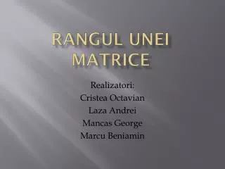 rangul unei matrice