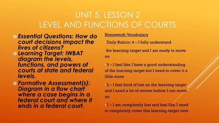 unit 5 lesson 2 level and functions of courts