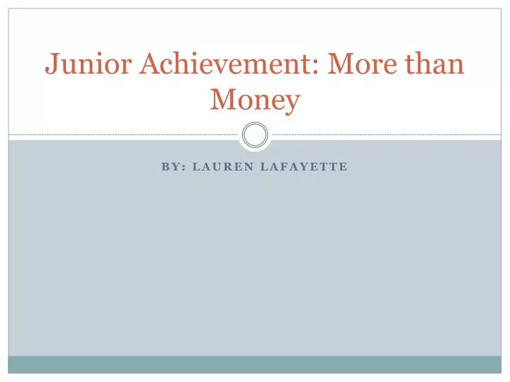 junior achievement more than money