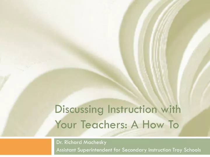 discussing instruction with your teachers a how to