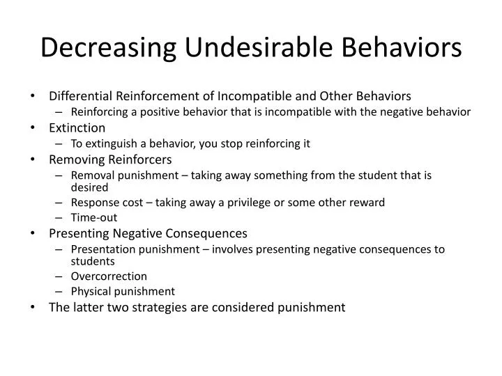 decreasing undesirable behaviors