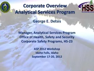 Corporate Overview Analytical Services Program