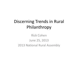 Discerning Trends in Rural Philanthropy