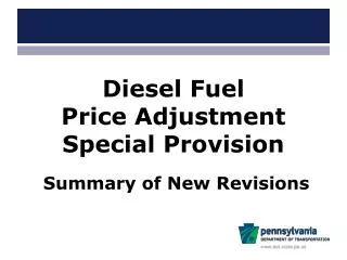 Diesel Fuel Price Adjustment Special Provision