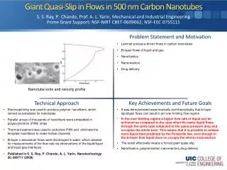 Giant Quasi-Slip in Flows in 500 nm Carbon Nanotubes