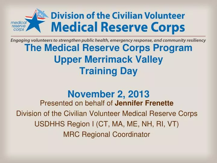 the medical reserve corps program upper merrimack valley training day november 2 2013