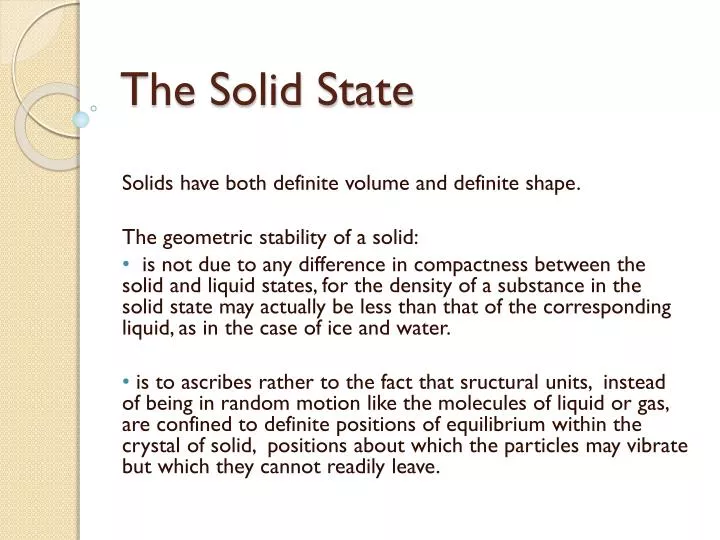 the solid state