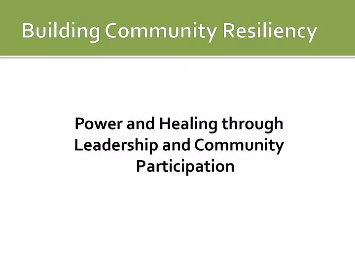 building community resiliency