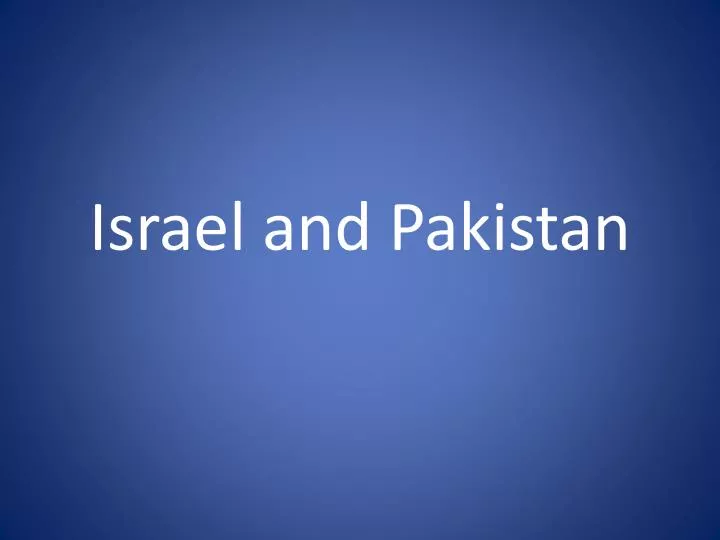 israel and pakistan