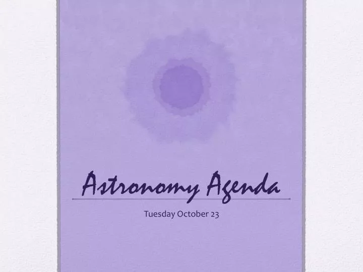 astronomy agenda